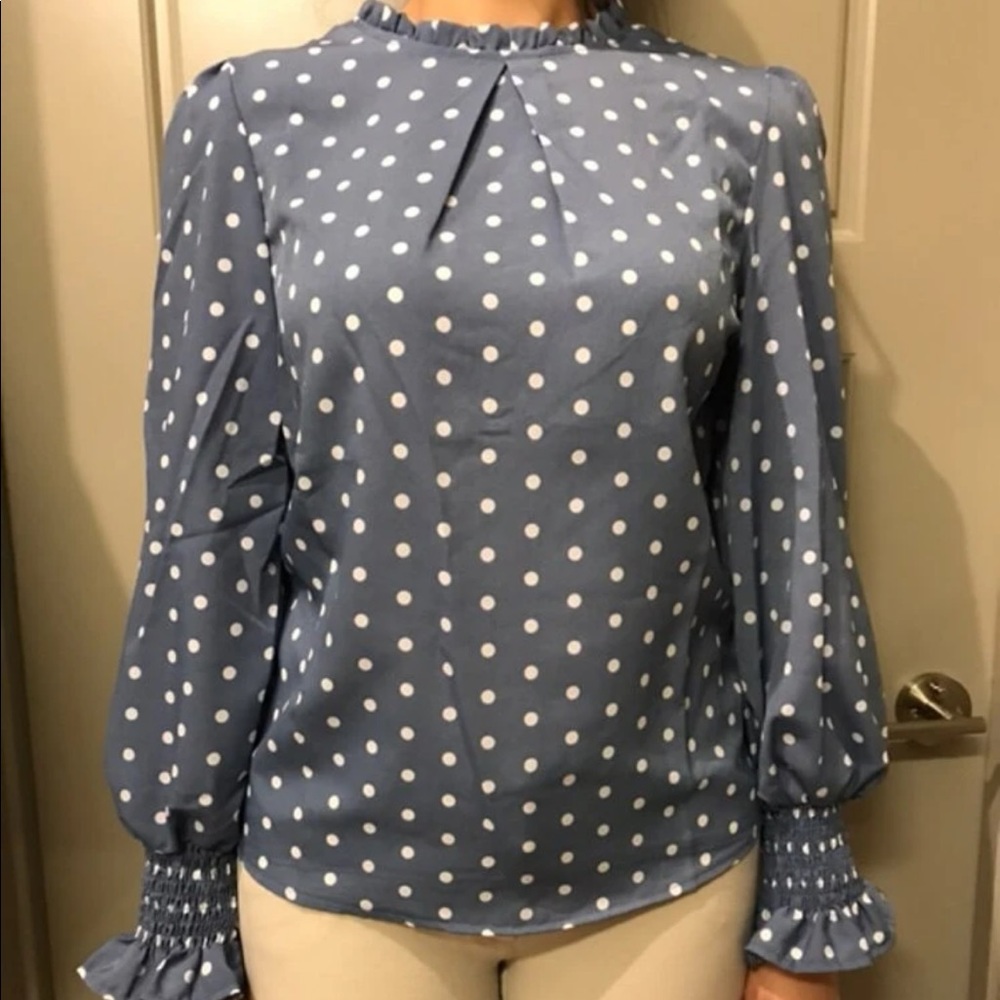 Blue polka dot shirt